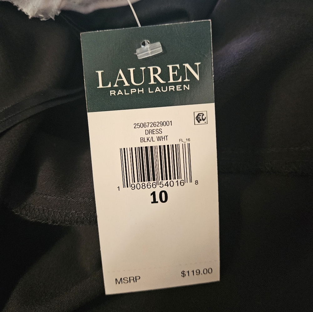 Ralph Lauren Black & White Midi Party Cocktail Sheath Dress 🤍 Size 10 🖤 NWT - Picture 10 of 11